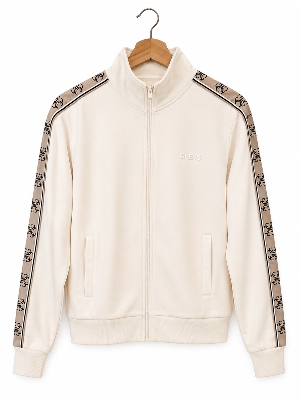 GUESS Ocean Salt Cream Track Jacket and Joggers Set with Logo Tape